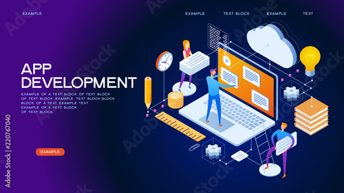 App Development isometric concept banner