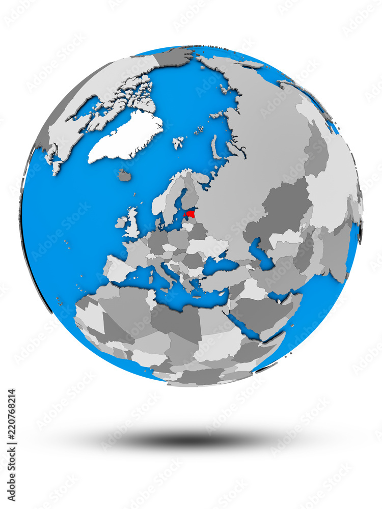 Naklejka premium Estonia on political globe isolated