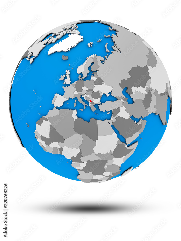 Naklejka premium Kosovo on political globe isolated