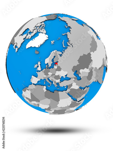 Estonia on political globe isolated