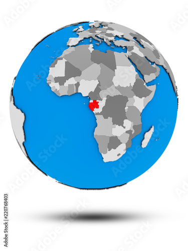 Gabon on political globe isolated