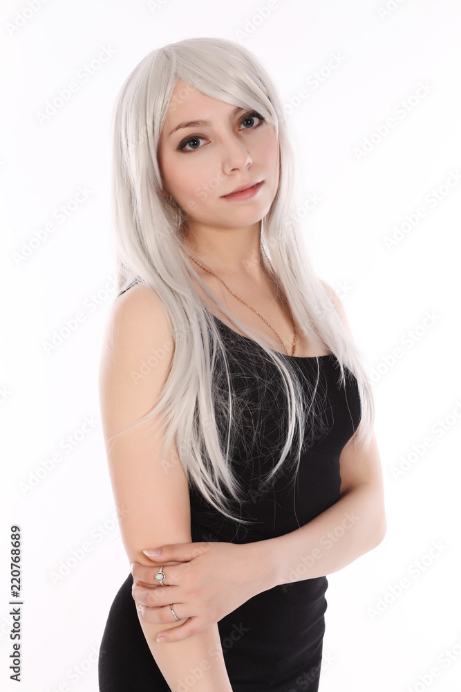 Girl posing in a studio on white background Girl posing in a studio on white background