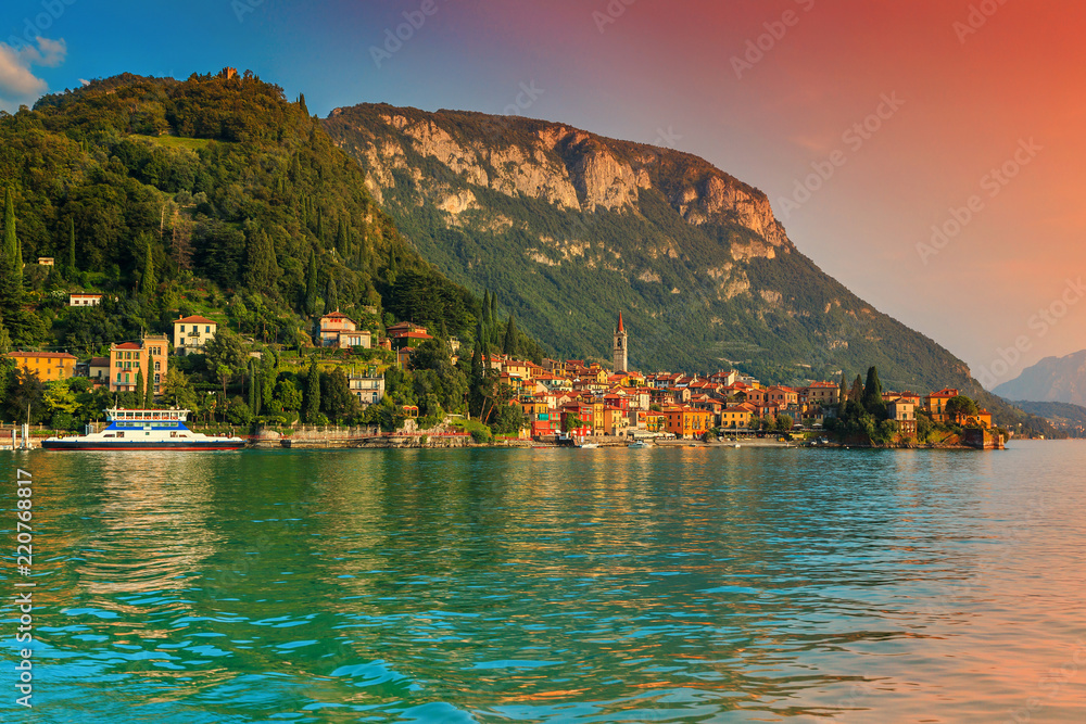 Fantastic cityscape with colorful houses, Varenna, Lake Como, Italy, Europe