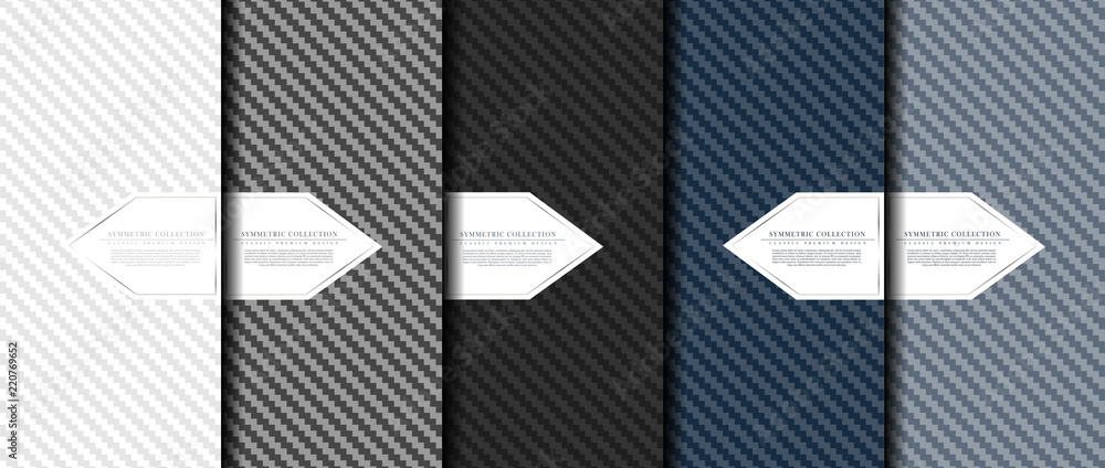 Symmetric collection abstract carbon fiber pattern background card template vector