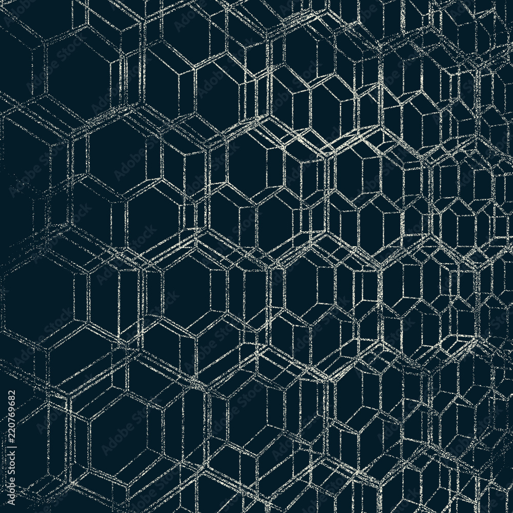 Perspective view on honeycomb. Hexagon pattern background. Isometric geometry Perspective view on honeycomb. Hexagon pattern background. Isometric geometry