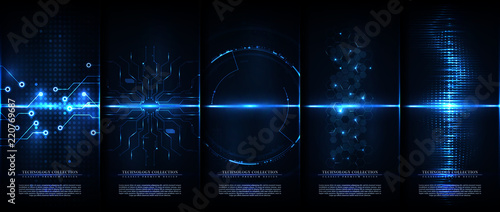 Technology collection abstract modern cyber background template vector