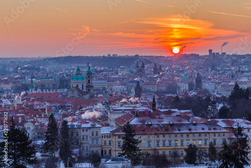 Photography Winter morning in Prague, Czech Republic