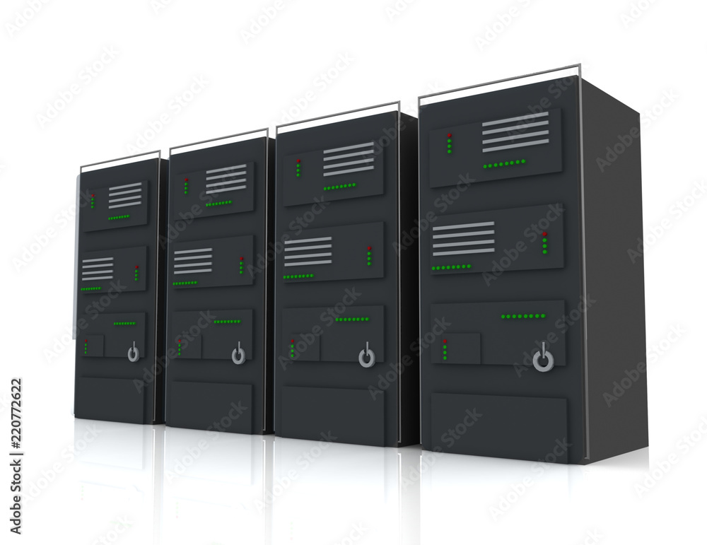 Naklejka premium network servers in data center. internet concept