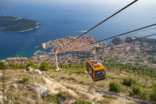 Panoramic view of Dubrovnik Old Town from hill, Croatia - cableway