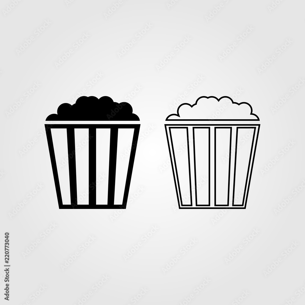 Popcorn line icon flat style isolated on background. Popcorn icon sign symbol for web site and app design.