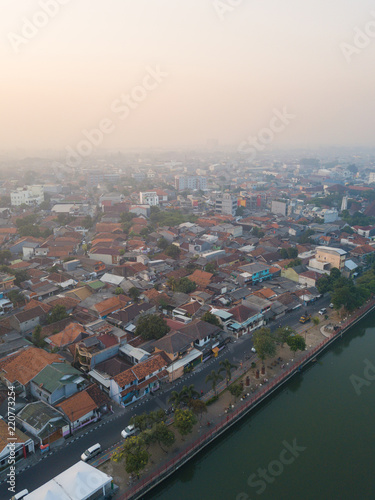 Hazy sky over Cisadane riverside, Tangerang, Indonesia.