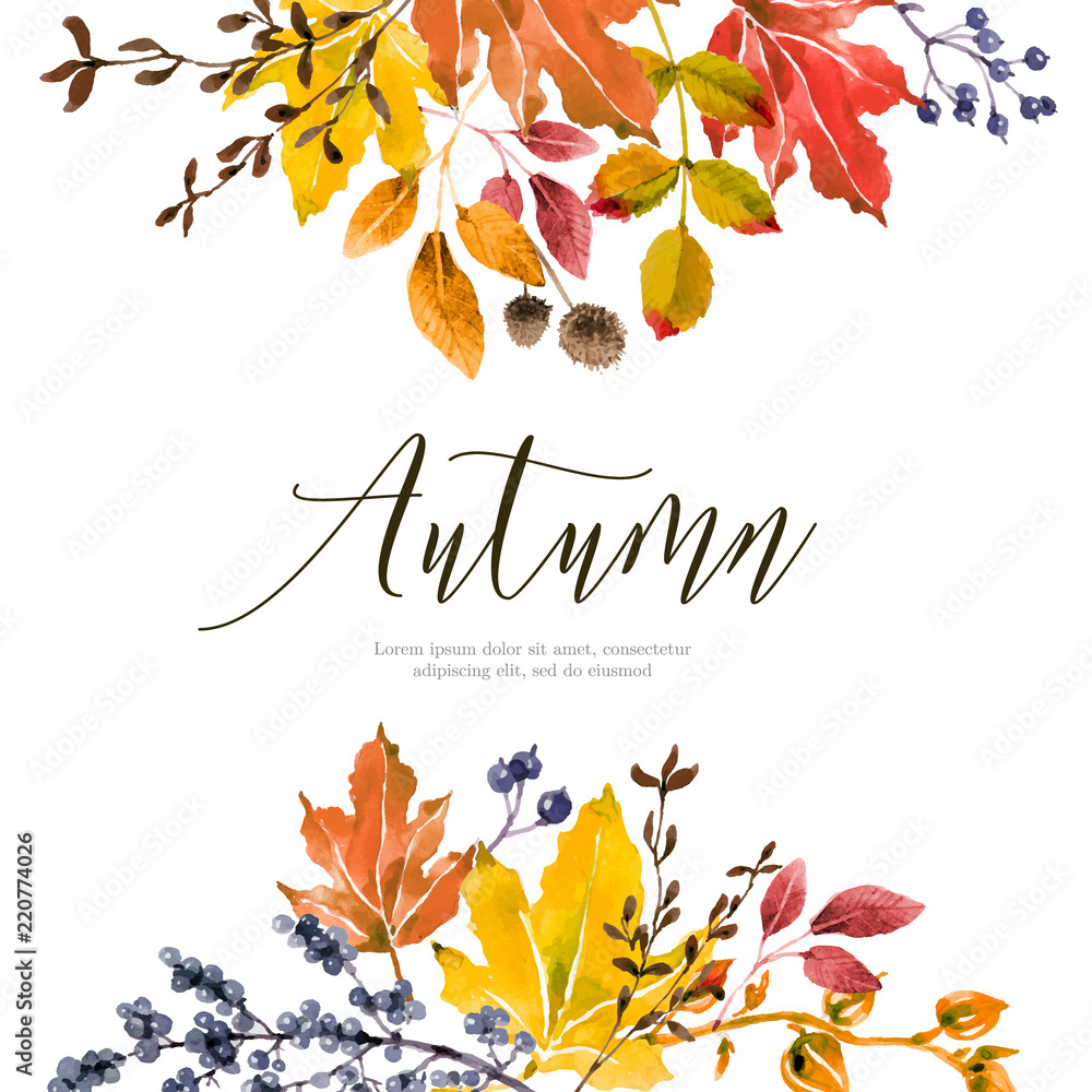 Warm autumn floral background - obrazy, fototapety, plakaty 
