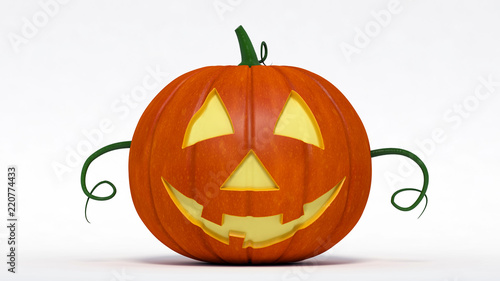 halloween, well pumpkin jack-o-lantern. 3d illustration