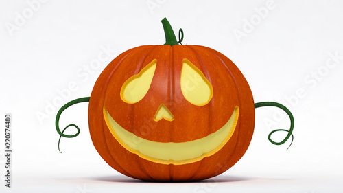 halloween, well pumpkin jack-o-lantern. 3d illustration