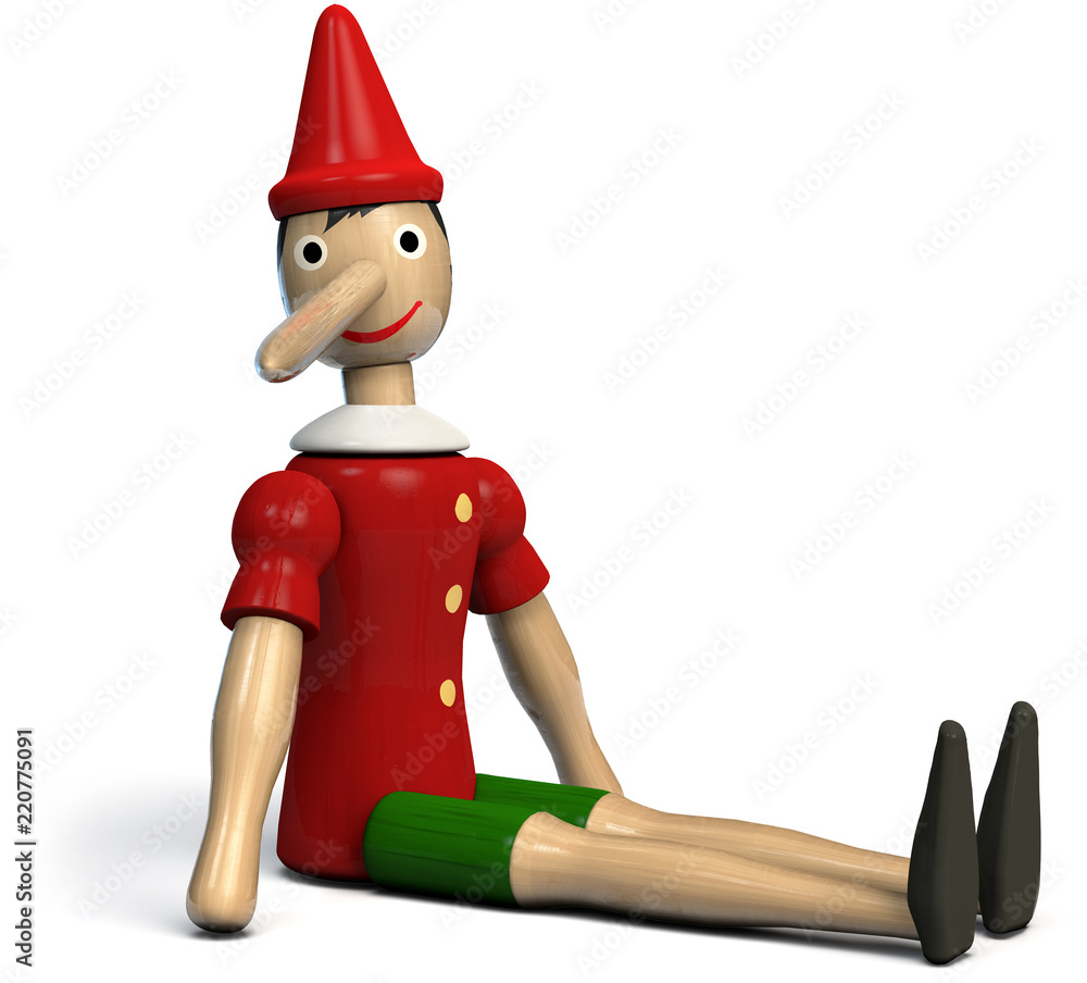 Fotografie, Obraz Pinocchio Toy Sitting on the Floor
