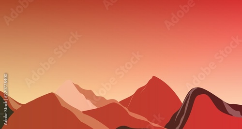 Landscape red mountains on Mars vector illustration