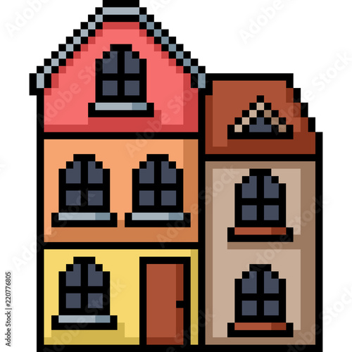 vector pixel art building