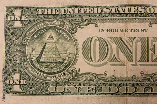Closeup of the american one dollar banknote