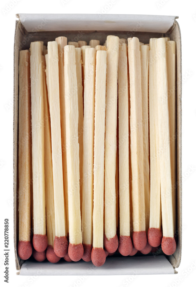 New matches with red heads in a cardboard box New matches with red heads in a cardboard box