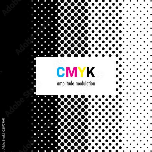 Abstract halftone background in CMYK colors. Vector illustration