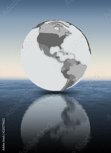 Belize on globe above water