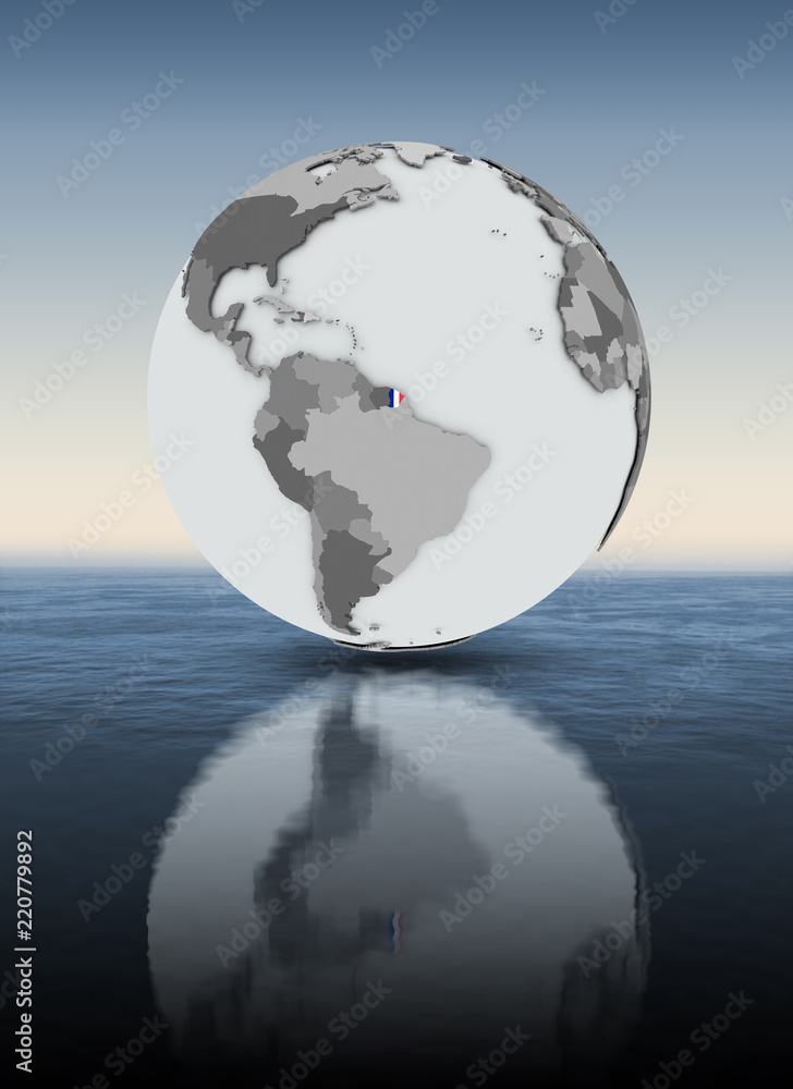 Fototapeta premium French Guiana on globe above water