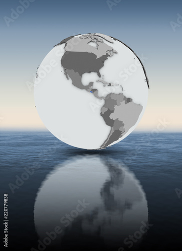 El Salvador on globe above water