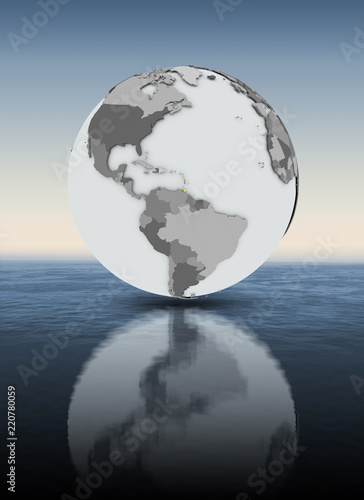 Caribbean on globe above water