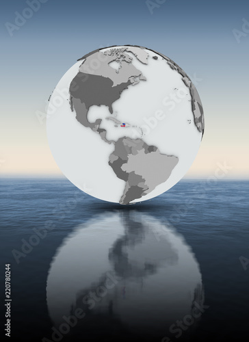 Haiti on globe above water