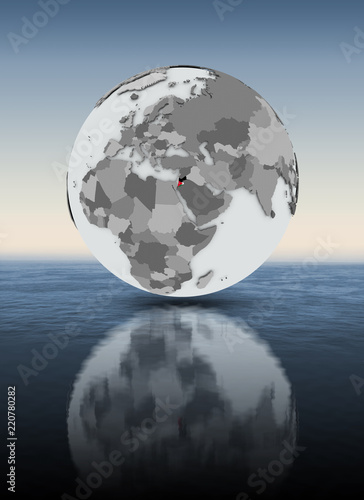 Jordan on globe above water