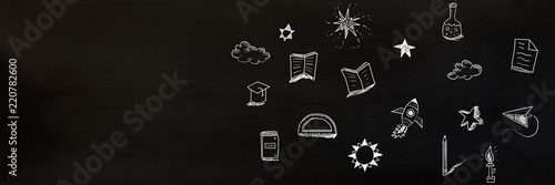 Education drawing on blackboard for school