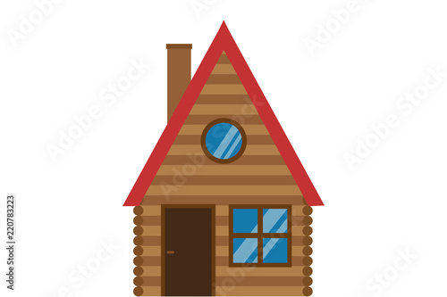 Cabaña de madera de montaña.