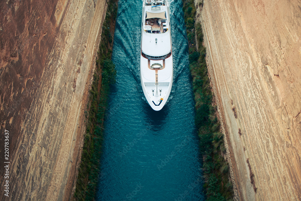 Boat in the Corinth Canel
