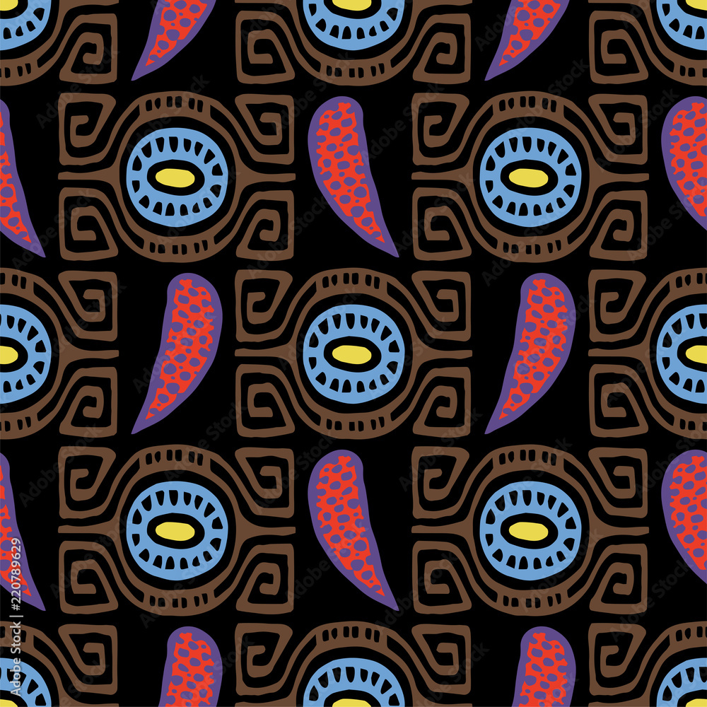 Naklejka premium Abstract handmade Ethno doodle background. For fabrics, wallpaper and other things.
