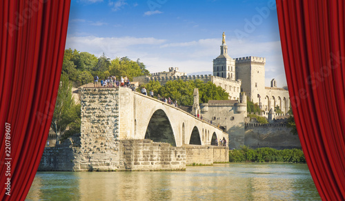 Fototapeta Naklejka Na Ścianę i Meble -  Avignon city with the ancient broken medieval bridge of Saint Benezet (Europe-France-Provence) - concept image