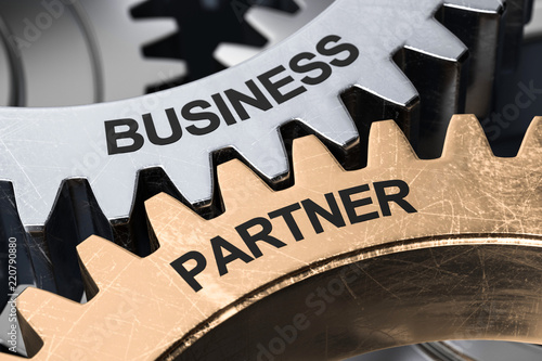 3D Illustration Zahnräder Business Partner