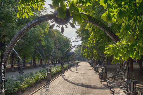 Alley arches in the Park of Forged Figures. Donetsk, Ukraine photo