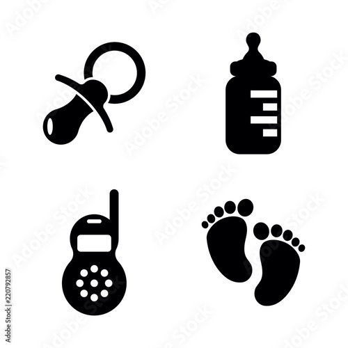 Baby, Children. Simple Related Vector Icons Set for Video, Mobile Apps, Web Sites, Print Projects and Your Design. Baby, Children icon Black Flat Illustration on White Background.