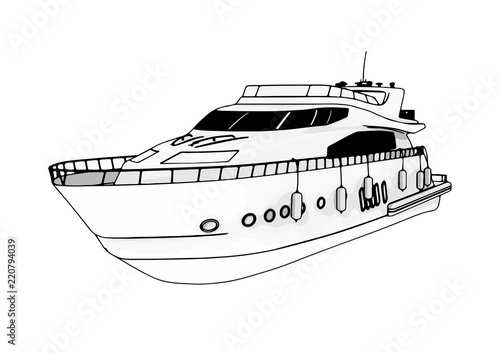 sketch of a yacht vector