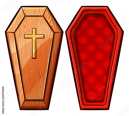 Vector coffin on white background