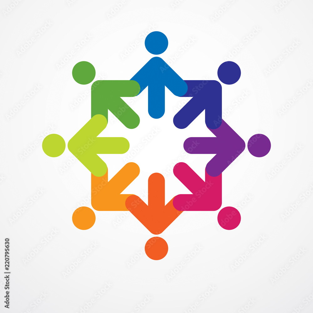 Teamwork and friendship concept created with simple geometric elements as a people crew. Vector icon or logo. Unity and collaboration idea, dream team of business people colorful design. Teamwork and friendship concept created with simple geometric elements as a people crew. Vector icon or logo. Unity and collaboration idea, dream team of business people colorful design.