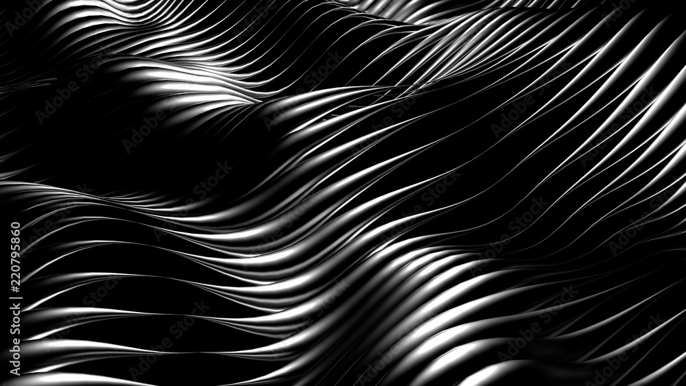 Black stylish metallic black background with lines and waves. 3d illustration, 3d rendering. Black stylish metallic black background with lines and waves. 3d illustration, 3d rendering.