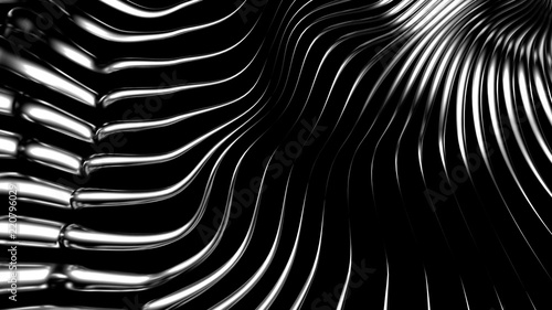 Black stylish metallic black background with lines and waves. 3d illustration  3d rendering.