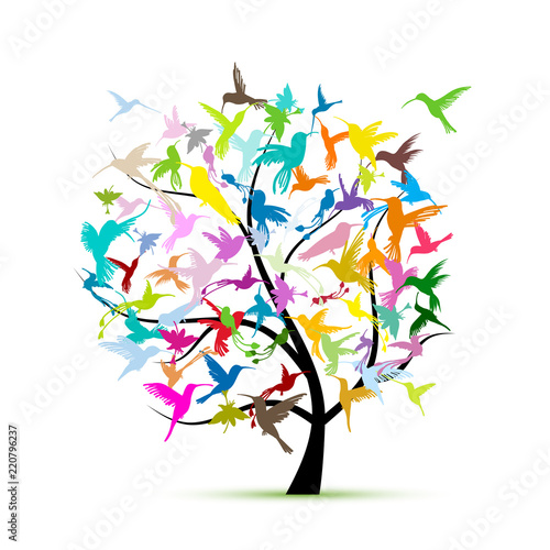 Hummingbird tree, sketch for your design