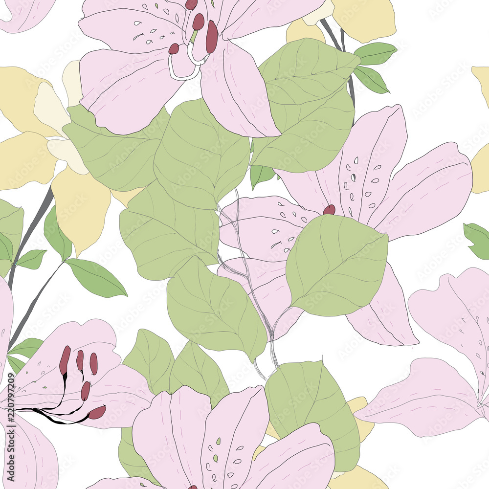 Elegance pattern with flowers and leaf.