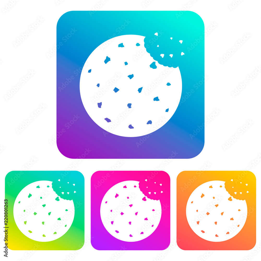 Cookie icon in a square with a gradient. Logo Cookie icon in a square with a gradient. Logo