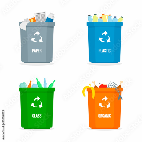Set of garbage box background. Flat illustration of set of garbage box vector background for web design