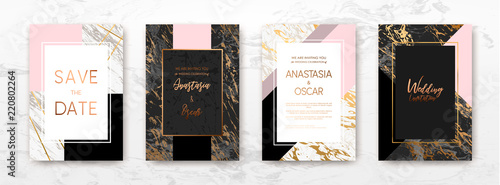 Gold, black, white marble template, artistic covers design, colorful texture, realistic cube, backgrounds. Trendy pattern, graphic poster, geometric brochure, cards. Vector illustration.