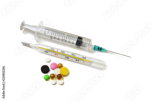 syringe thermometer and tablets
