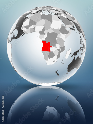 Angola on political globe